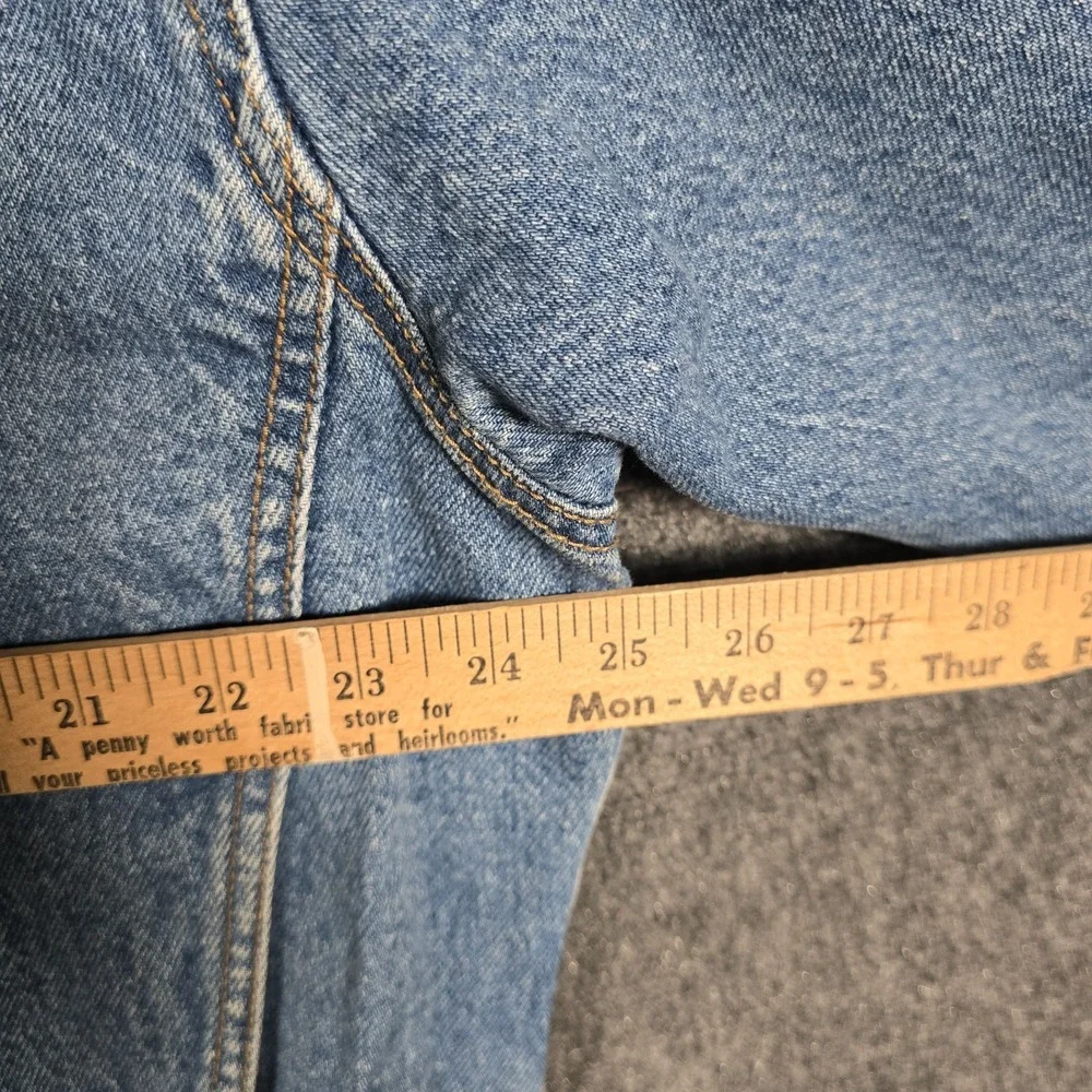 Vintage 90s Tommy Hilfiger Denim Jacket Mens Large Blue Jean Crest Logo Pockets - Picture 6 of 8